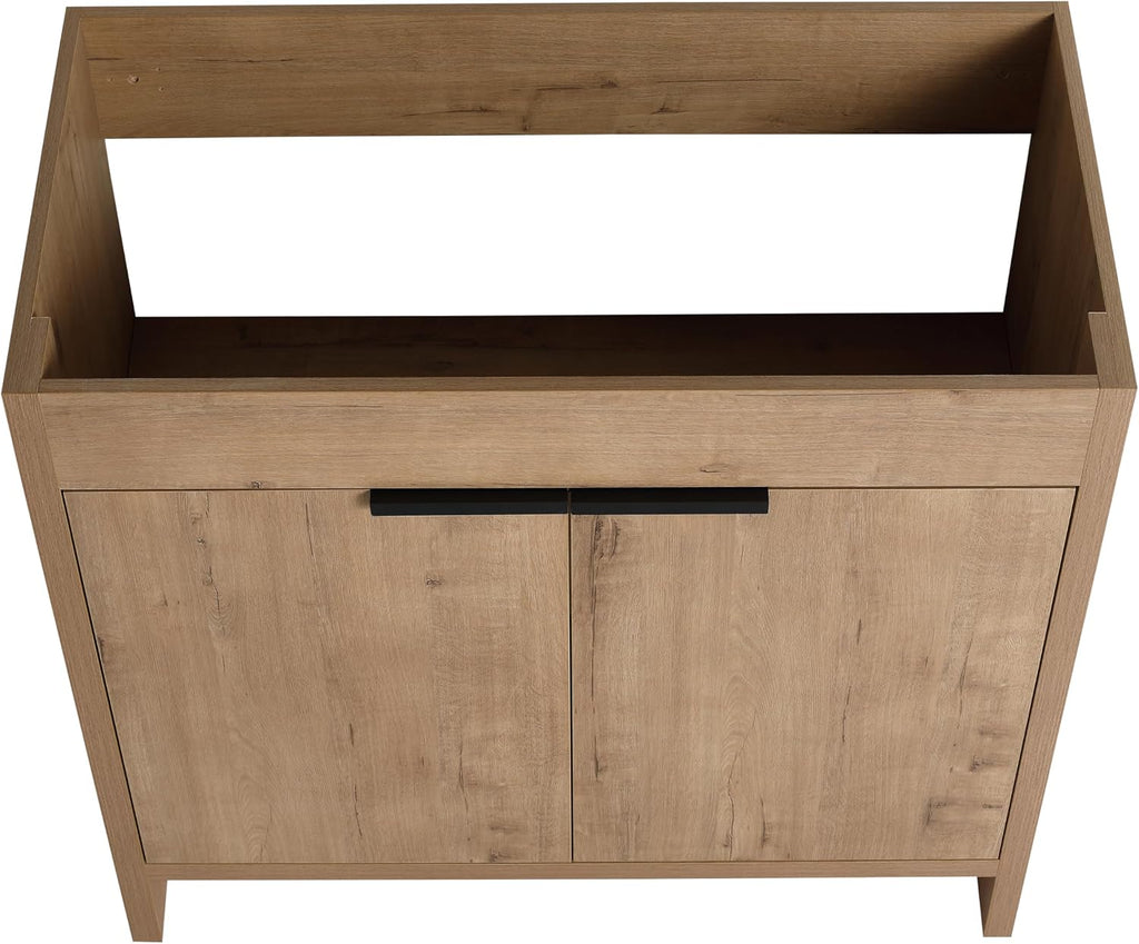Malwee 36 Inch Freestanding Bathroom Vanity with Sink, 36'' Floor Standing Bathroom Vanity, Modern Vanity with 2 Doors and White Ceramic Basin Sink Top (024-36)