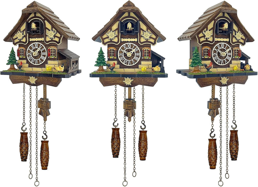 Chicken Family Cuckoo Clock – Germany Style Farmhouse Wooden Wall Clock with Rooster, Hen & Chicks – 12 Melodies, Volume Control, Night Mode – Heartfelt Gift for Mom, Kids, Loved Ones (8.1 X 22inch)