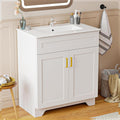 30 Inch Bathroom Vanity with Sink, Modern Bathroom Vanity with Ceramic Basin and Countertop, Easy Assembly (White)