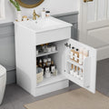 Harper & Bright Designs 20' Bathroom Vanity with Sink, Free Standing Single Basin Vanity Set with Adjustable Shelf & Storage Rack, Solid Wood Bathroom Cabinet with Ceramic Basin for Bathroom, White