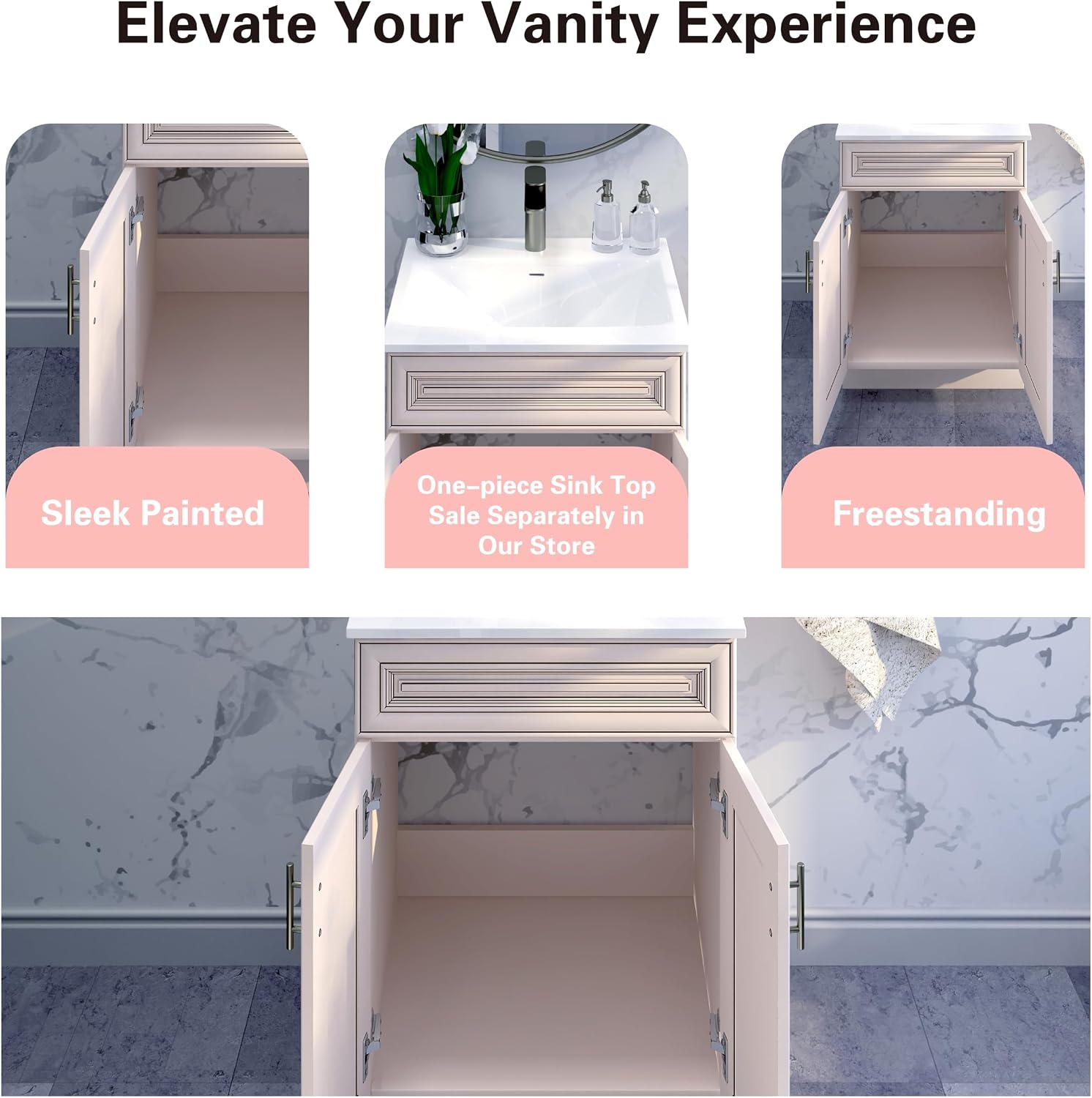 Antique White Sink Base Bathroom Vanity 24'/30'/36' Width Ready-to-Assemble Cabinet(30' Width)