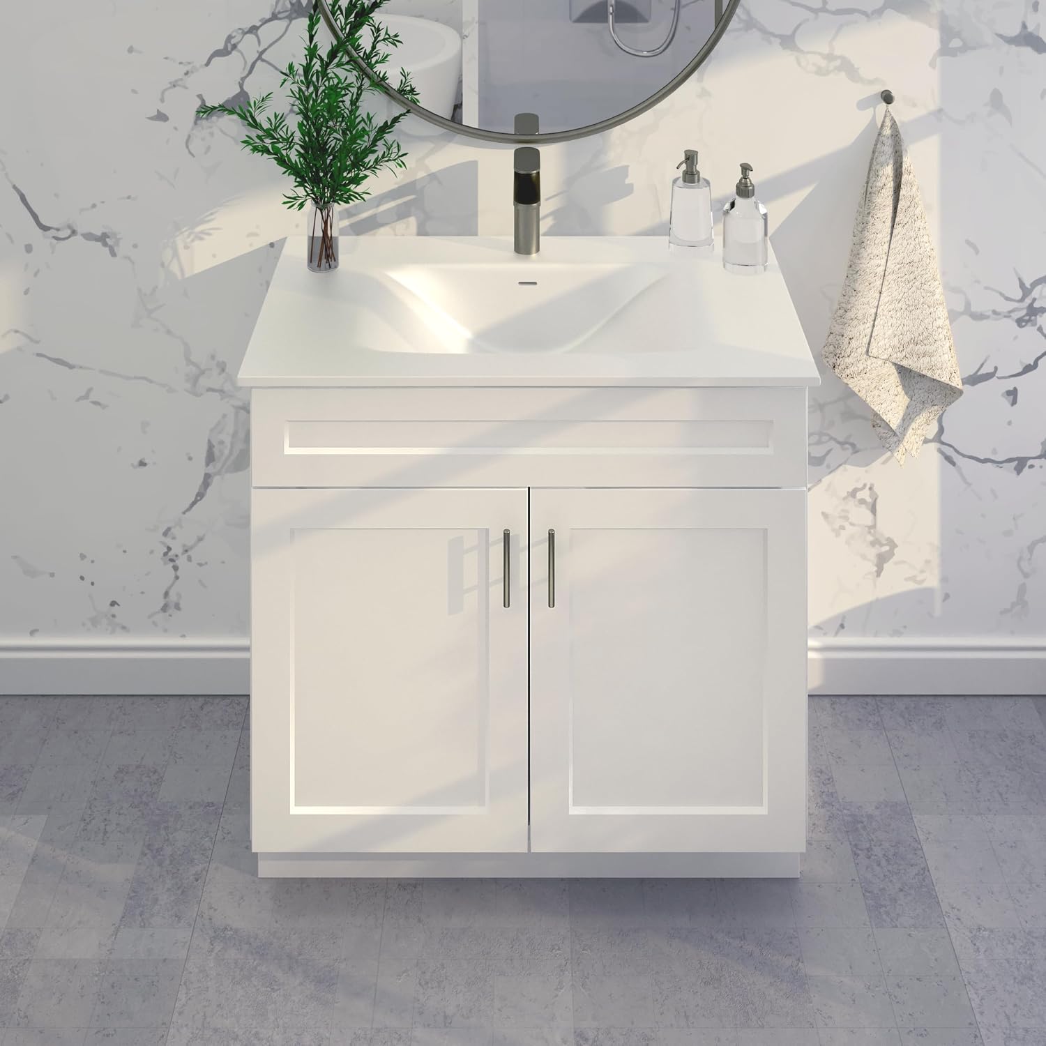La Royal White Shaker Sink Base Bathroom Vanity Ready-to-Assemble Cabinet 36' Width