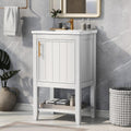 20' Bathroom Vanity Cabinet with Ceramic Sink Top Set, Freestanding, Two-Tier Storage Rack, Soft Closing Door, White