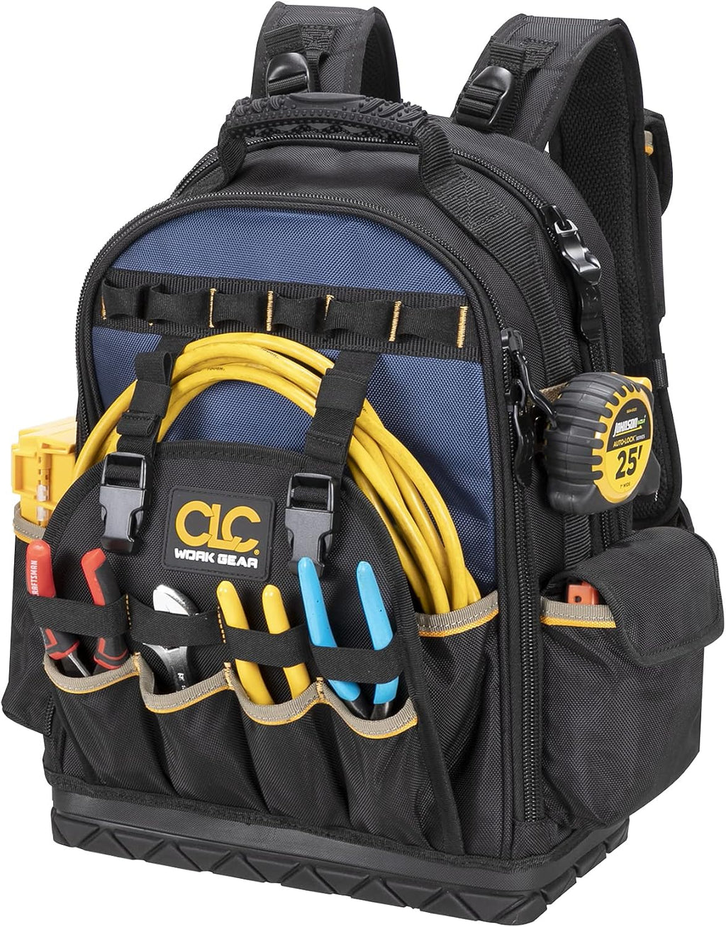 CLC Work Gear PB1133 38 Pocket Molded Base Tool Backpack, Black/Blue & Klein Tools 70550 Hex Wrench Key Set, 11 SAE Sizes, Heavy Duty Folding Allen Wrench Tool with Extra Long Hex Keys