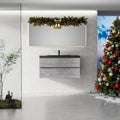 42' Floating Bathroom Vanity with Sink, Wall Mounted Bathroom Storage Vanity Cabinet with Black Quartz Sand Top Basin and Soft Close Drawers, EDI Series Cement Grey OA253