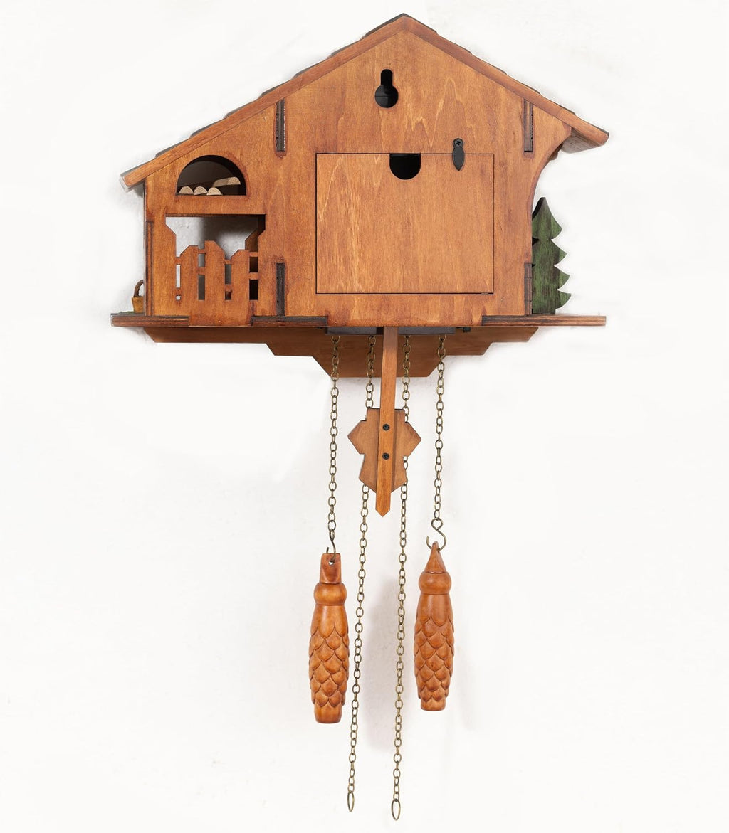 Cuckoo Clock, Black Forest Style Wooden Pendulum Quartz Wall Clock, Volume Control, Night Silent, Gift Package, Professional Service