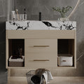 30' Bathroom Vanity with Sink Set, Modern Oak Wall Mounted Bathroom Vanity Cabinet with Sintered Stone Top&Gold Handle 2 Drawers&2 Open Storage, Single Sink Floating Bathroom Vanity