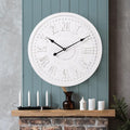 Vintage Wall Clock with Roman Numerals – 24', 30', 36' – Quartz Movement, Black Hands, Distressed Finish, MDF Wood Veneer – Elegant Home Decor