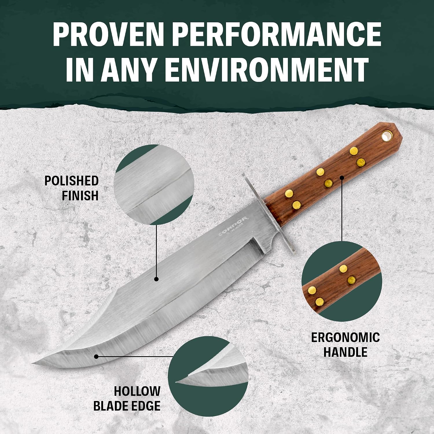 Condor Tool & Knife Undertaker Knife - 1075 High Carbon Steel - Full Tang Hunting Knives with Sheath - Walnut Handle - Hand Crafted Welted Leather Sheath - 10.2in Blade - 24 oz