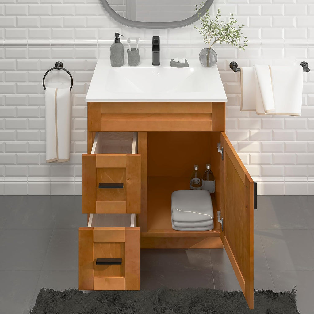 30' Shaker Bathroom Vanity Sink Base with Drawers (Ready-to-Assemble) (Maple Shaker Vanity Base)