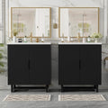 Harper & Bright Designs 60' Bathroom Vanity Set with Double Sink, Free Standing Single Basin Vanity Set with 2 Soft-Close Doors, Vintage Style Storage Cabinet with Resin Basin for Bathroom, Black