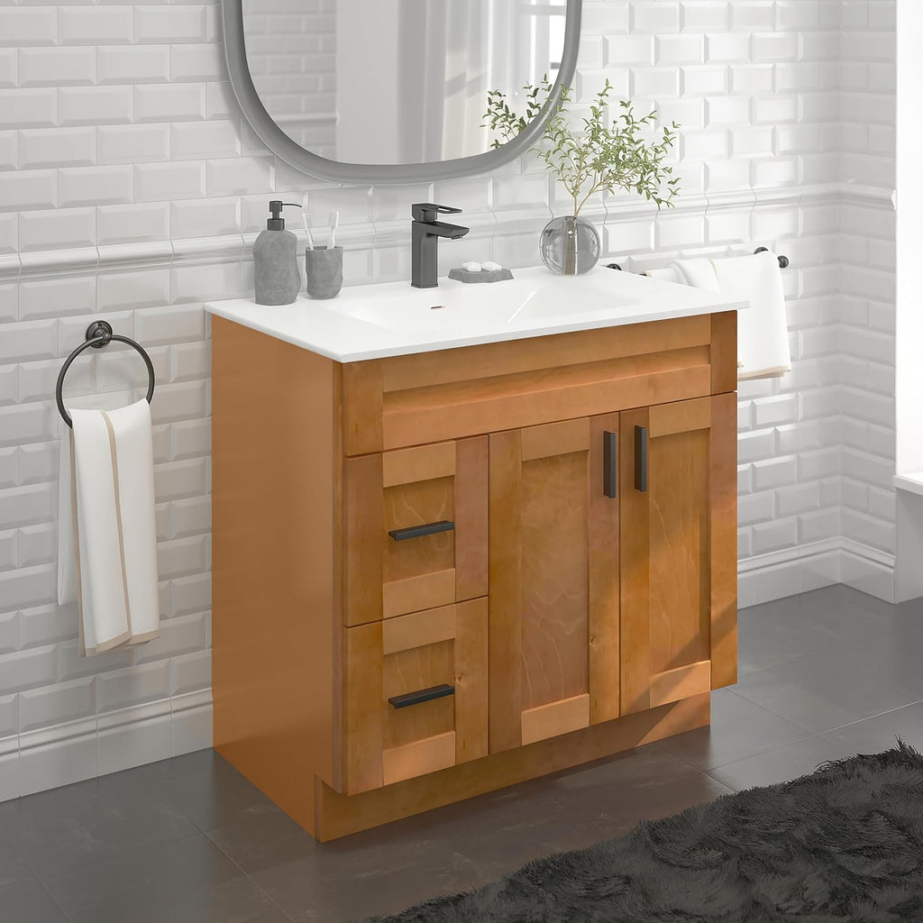 La Royal Maple Shaker Sink Base Bathroom Vanity with Drawers 36' Ready-to-Assemble Bathroom Cabinet Sink Base