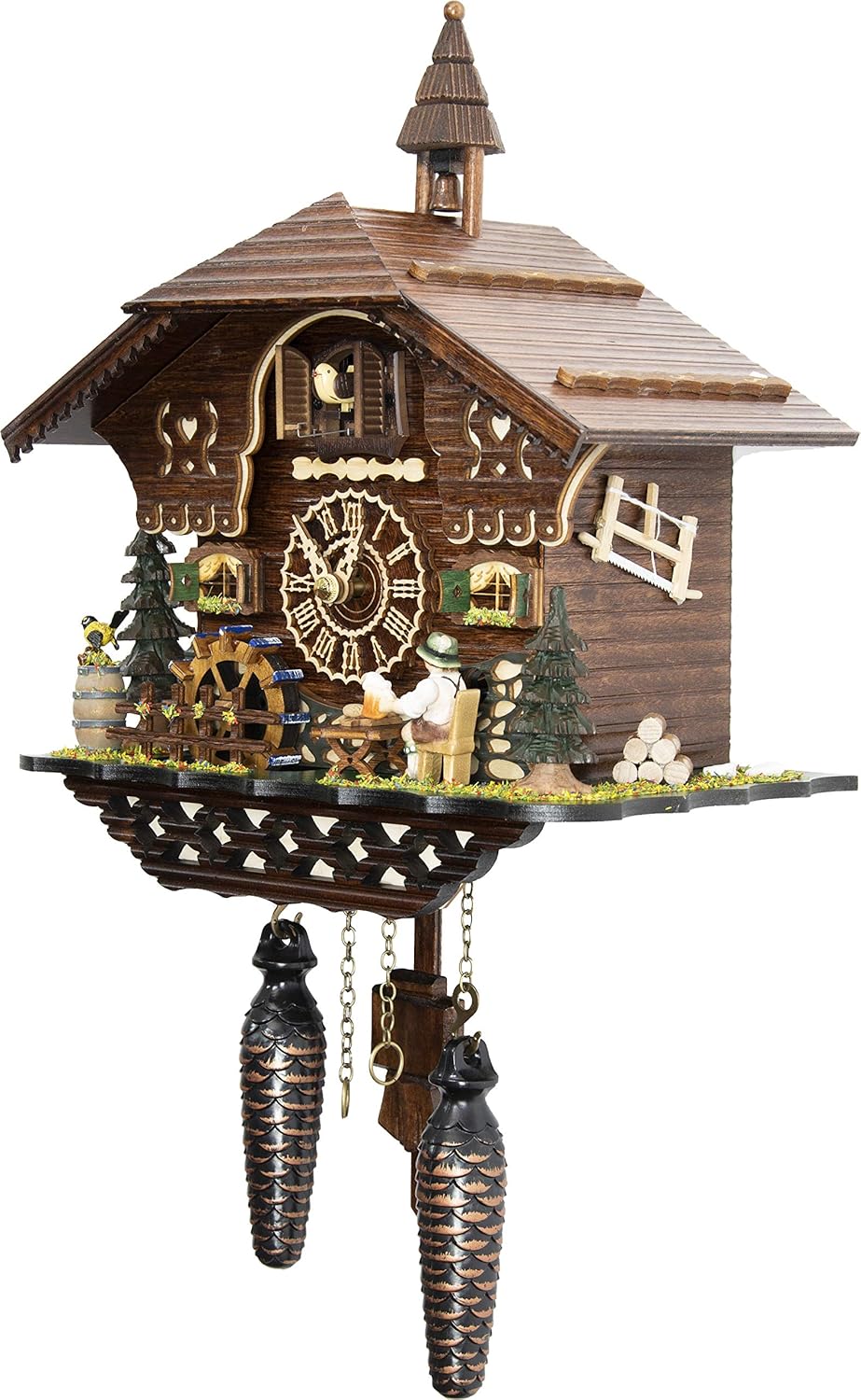 Cuckoo Palace German Cuckoo Clock - The Brotzeit House - with Quartz Movement - 10.3 inches high - Black Forest Clock