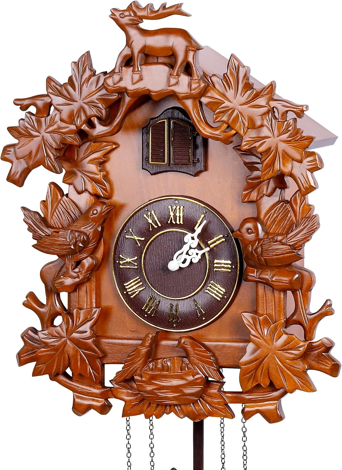 Kendal Vintage Cuckoo Clocks, Large Handcrafted Wood Cuckoo Clock and Swinging Pendulum Wall Clock Traditional, Wooden Decorative,Modern Wall Clock Cuckoo Clock MX015-1