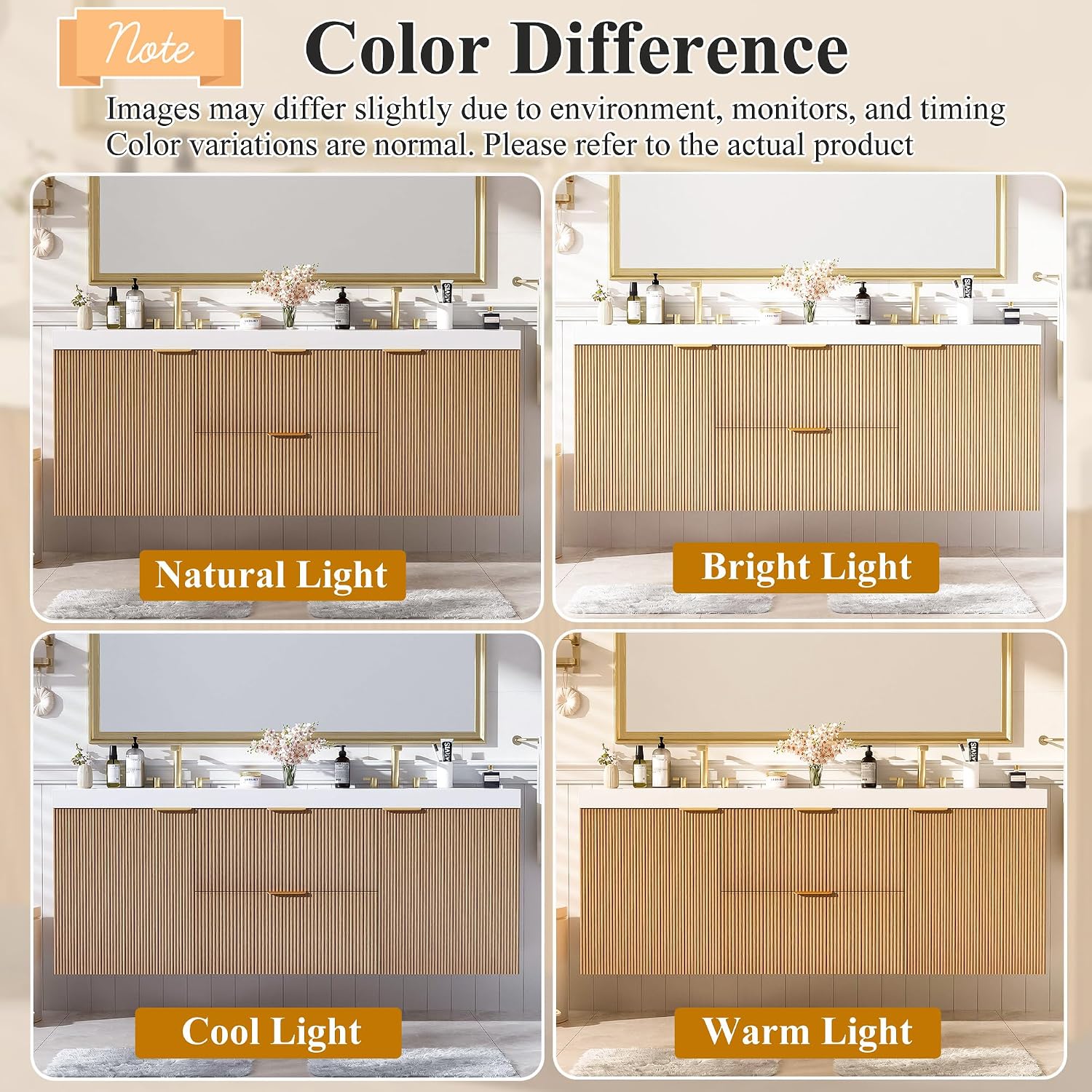 60' Bathroom Vanity with Sink Combo, Floating Double Sink Bathroom Vanity with SMC Resin Top, MDF Cabinet with 2 Soft-Close Doors 2 Drawers, Wall-Mounted Vanities for Large Bathrooms, Wood