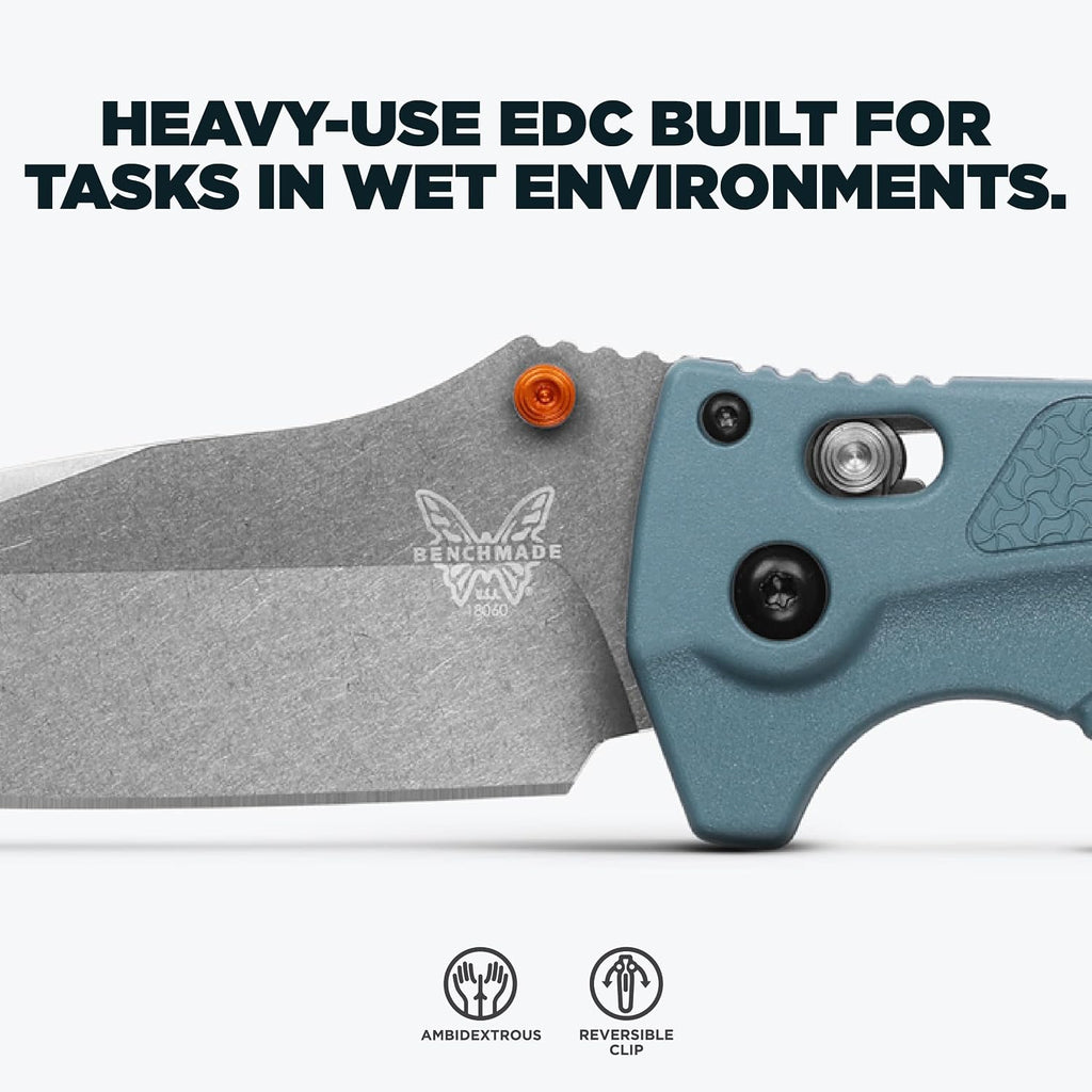 Benchmade - Adira Outdoor, Water, Fishing Knife, Plain Edge with Depth Blue Grivory Handle (18060)