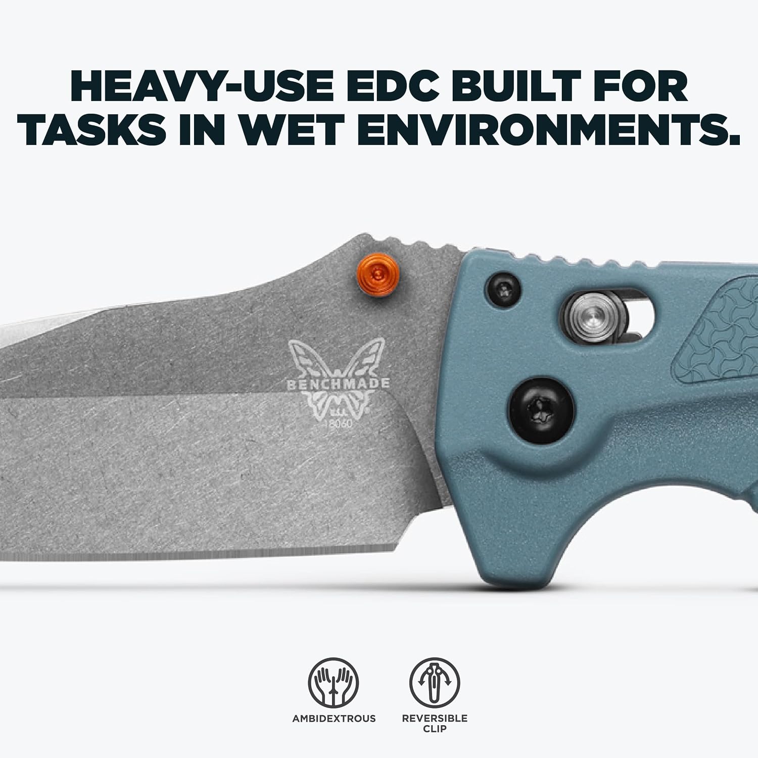 Benchmade - Adira Outdoor, Water, Fishing Knife, Plain Edge with Depth Blue Grivory Handle (18060)