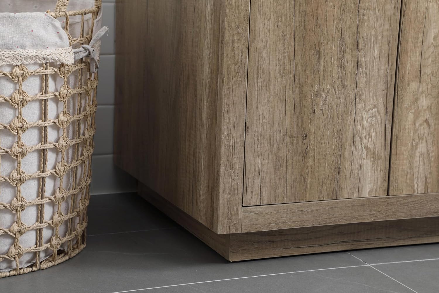 36 Single Bathroom Vanity, with Engineered Marble Top Soft-Close, Natural Oak
