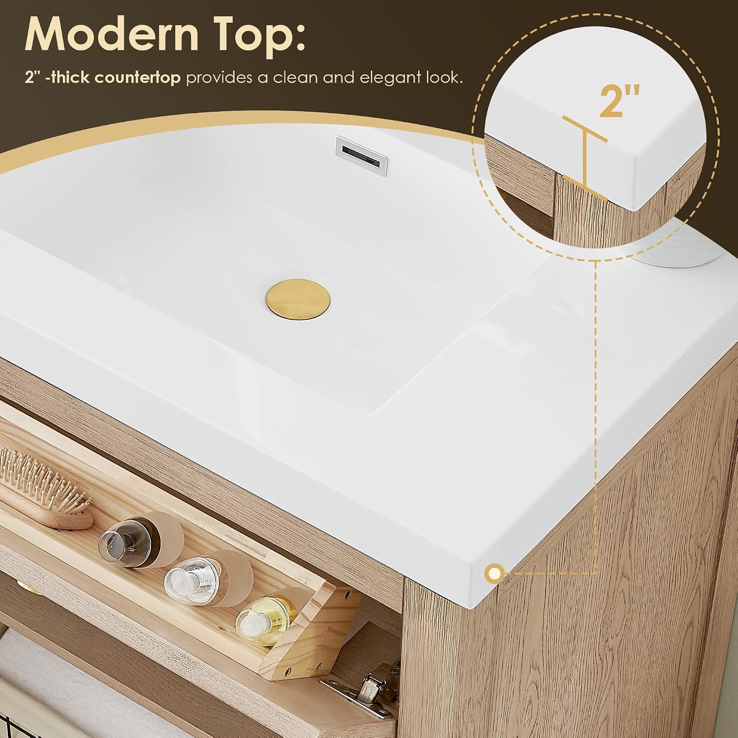 ALTAIR 30 Inch Vanity Bathroom Small Sink Vanities Single Bath Large Storge Cabinet with Ceramic Sinks Countertop Soft Closing Doors and Dovetail Drawers Modern Pre-Assembled