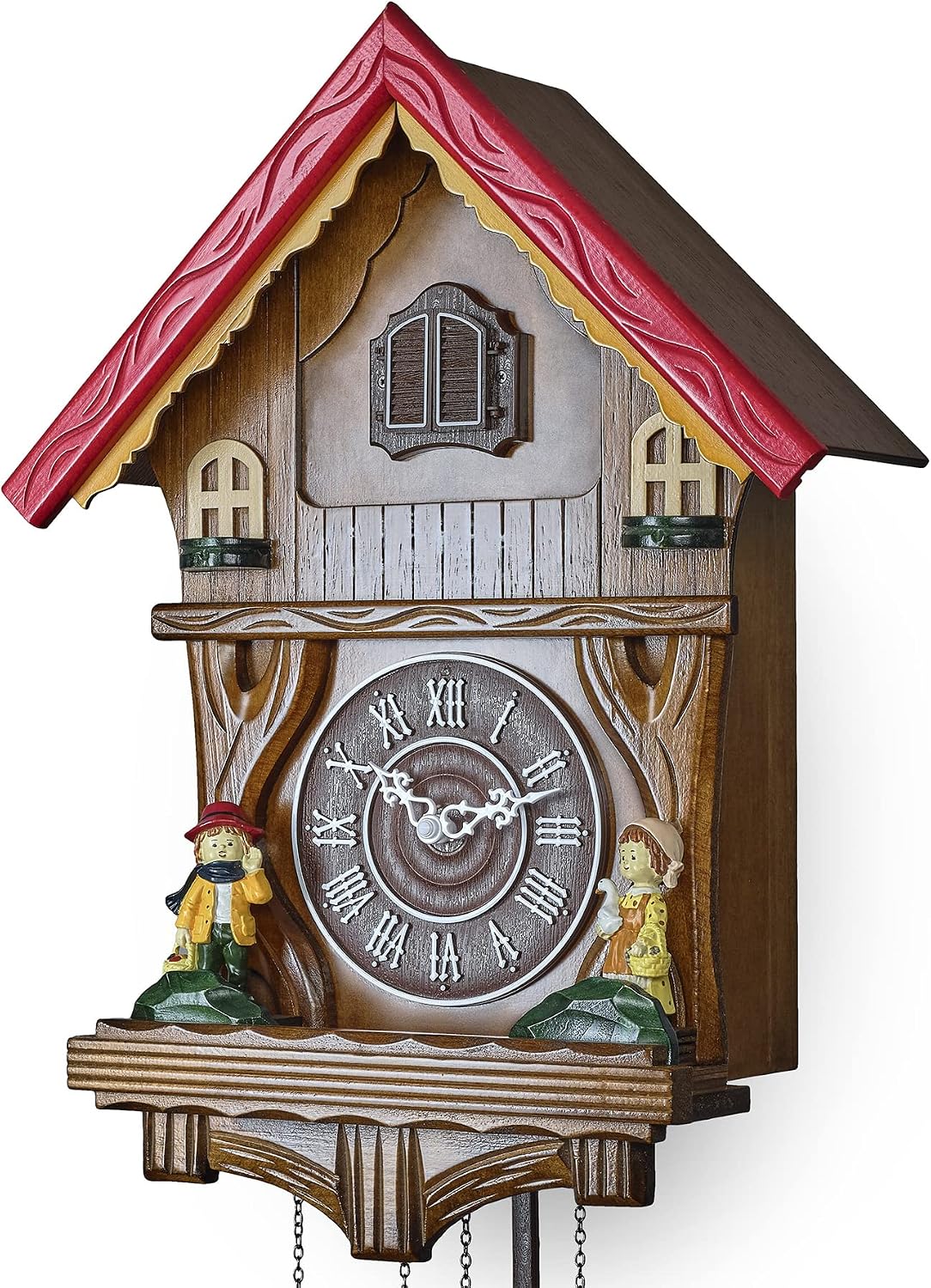 TIMEGEAR Cuckoo Clock with Night Mode and Quartz Movement in Traditional German Style