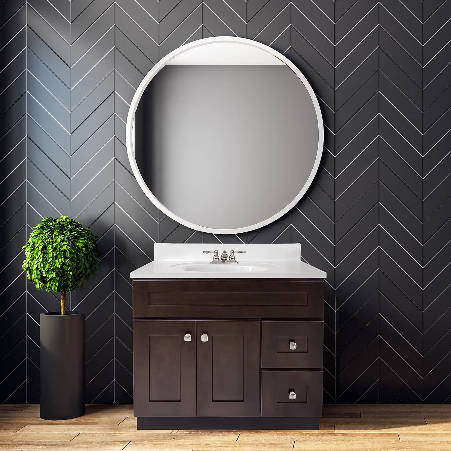Design House Brookings 37 Inch Bathroom Vanity with Top, Ready to Assemble, Brown, 585836