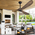 72Inch Large Size Solid Wood Ceiling Fan Without Light With Wall Switch & Remote Control Reversible DC Motor 6 Speed 3 Blade Ceiling Fan No Light Low Profile Ceiling Fan For Bedroom Indoor Deep Brown