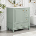 Christopher Knight Home 30' Bathroom Vanity with Top, Ceramic Sink, 3 Drawers and 1 Soft Closing Door with Shelf, Solid Wood Legs, Green