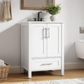 GAOMON 24' Bathroom Vanity with Ceramic Sink, Bathroom Storage Cabinet with Drawer and 2 Soft Closing Doors, Single Sink Bathroom Vanity with Integral Top, White