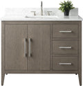 Vanity Art 42 inch Bathroom Vanity with Single Sink & Ceramic Top, Vanity Cabinet with Soft-Closing Doors, Drawers, Solid Wood Frame, Driftwood Gray, Brushed Nickle Handware