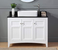 42' Triadsville White Vanity with Black Granite Top, Vessel Style Bathroom Sink, Soft-Closing Doors, Full Extension Drawer, Brushed Nickel Hardware