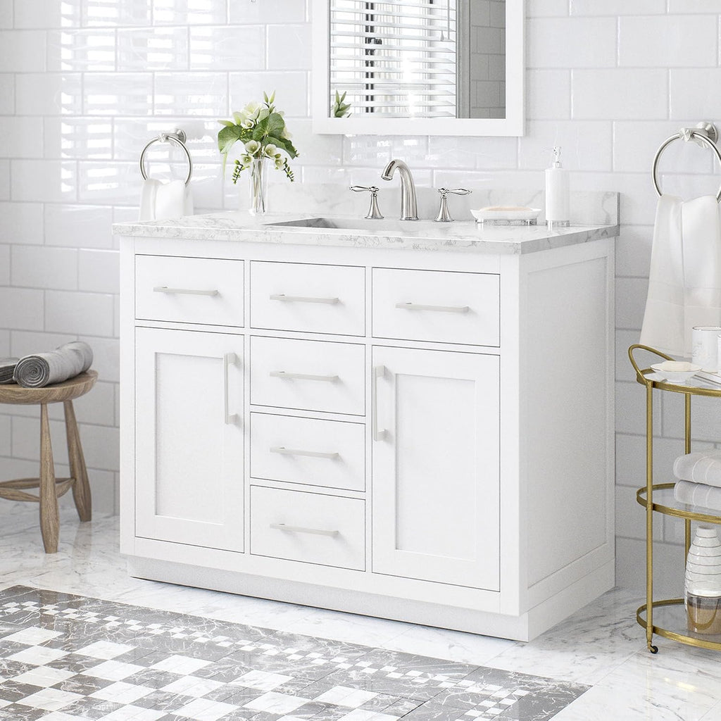 OVE Decors Athea 42' Single Undermount Sink Bathroom Vanity with Cultured Marble Countertop, Backsplash, Power Bar, in White Finish