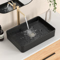 KES Matte Black 20 Inch Bathroom Vessel Sink Above Counter Rectangular Countertop Sink for Cabinet Lavatory Vanity, Ceramic, BVS123S50-BK