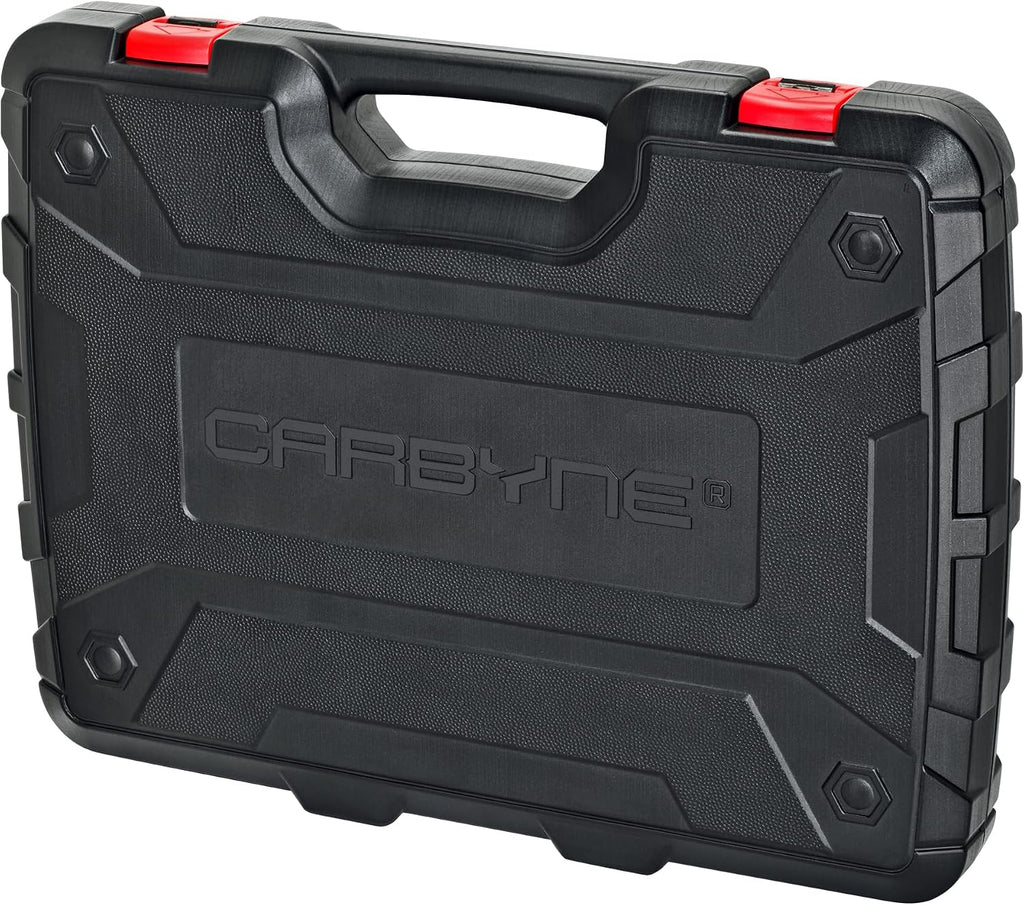 CARBYNE 114-Piece Master Metric & SAE Hex (Allen), Torx and XZN Triple Square Bit Socket Set | S2 Steel Bits, CrV Steel Sockets, Corrosion Resistance, Durable Case | 1/4', 3/8' & 1/2' Dr.