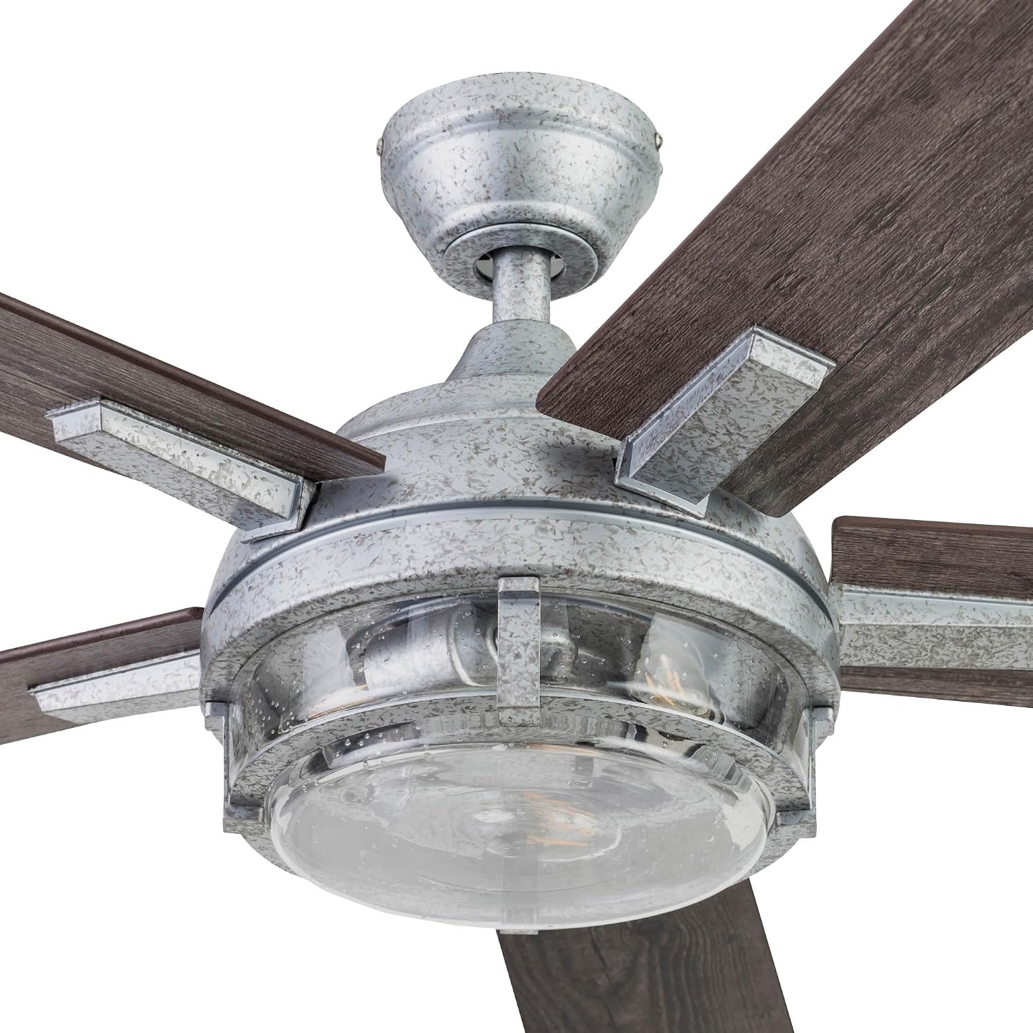 Prominence Home Freyr, 52 Inch Indoor Outdoor LED Ceiling Fan with Light, Remote Control, Dual Mounting Options, 5 Dual Finish Blades, Reversible Motor -51484-01 (Painted Galvanized)