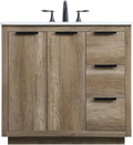 36 Single Bathroom Vanity, with Engineered Marble Top Soft-Close, Natural Oak