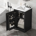 20' Bathroom Vanity with Sink, Harper & Bright Designs Free Standing Single Basin Vanity Set with Soft Closing Door and Storage Rack, Solid Wood Bathroom Cabinet with Ceramic Basin for Bathroom, Black