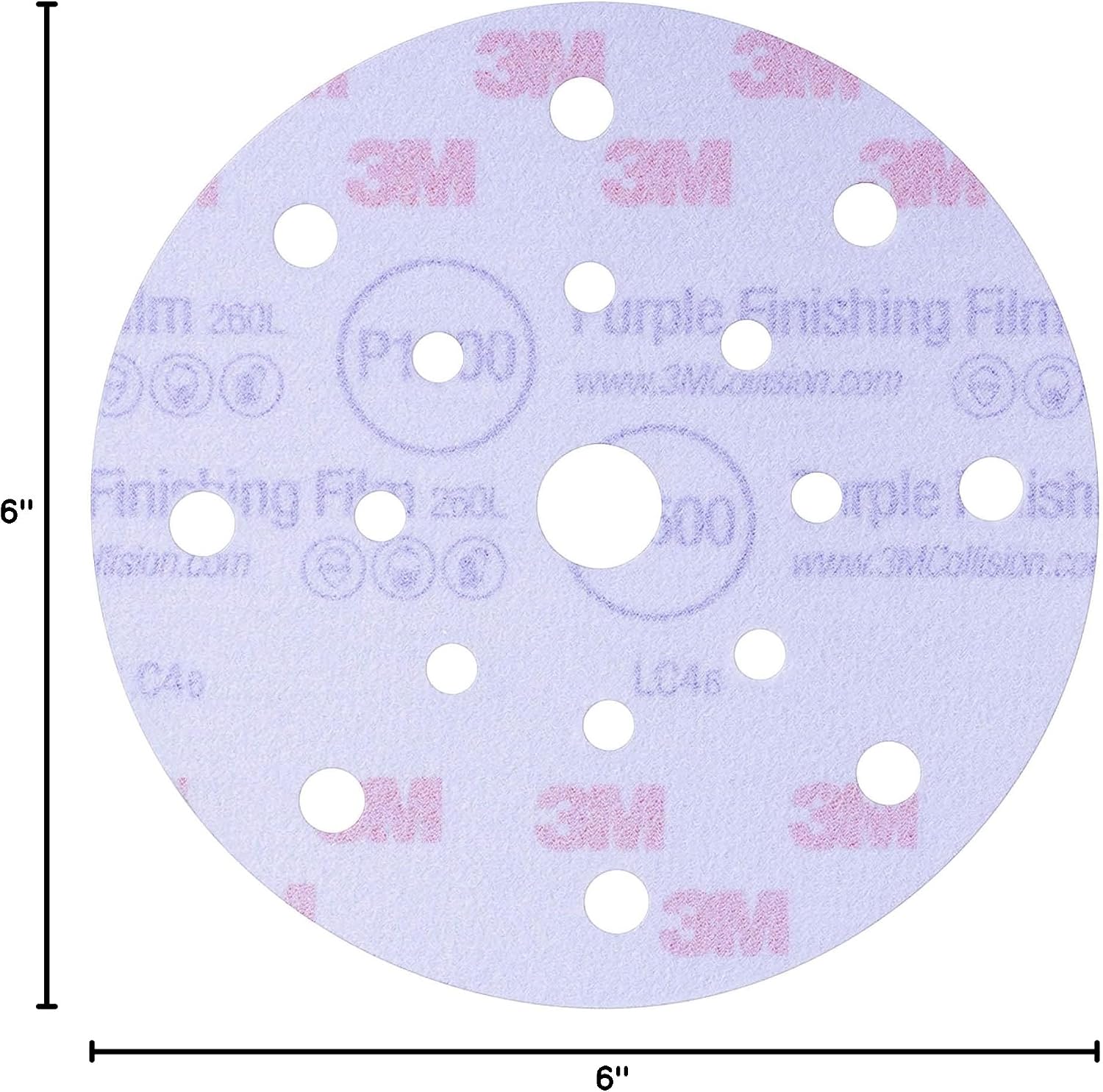 3M Hookit Purple Finishing Film Abrasive Disc 34782, 6 in, 1000+ Grade, 50 Pack, Clear Coat Sanding, Paint Finishing, Defect Removal, Long Lasting