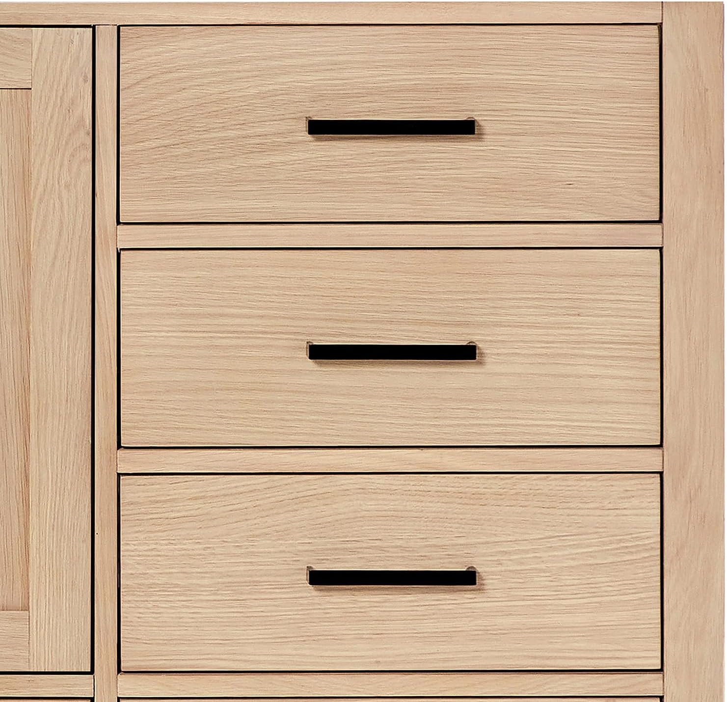 ARIEL Cambridge 66-inch Bathroom Vanity with Sink,Solid Wood, 1.5-inch Pure White Quartz Countertop, Single Rectangular Porcelain Sink, 2 Soft Closing Doors, 9 Dovetail Drawers, White Oak