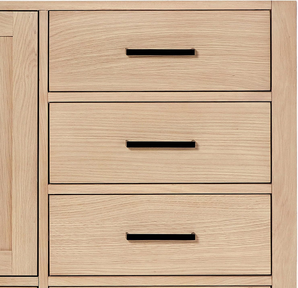 ARIEL Cambridge 66-inch Bathroom Vanity with Sink,Solid Wood, 1.5-inch Carrara White Quartz Countertop & Backsplash, Single Oval Porcelain Sink, 2 Soft Closing Doors, 9 Dovetail Drawers, White Oak