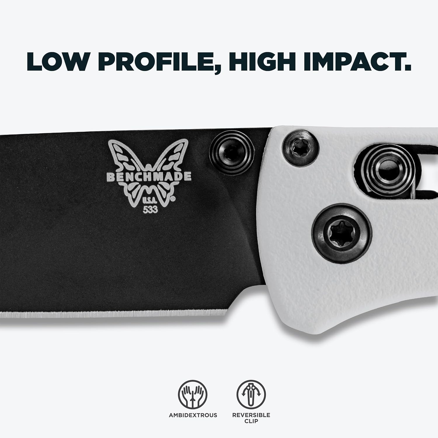 Benchmade - Mini Bugout, Outdoor, EDC Folding Knife, Drop-Point Blade with White Givory Handle (533BK-1)