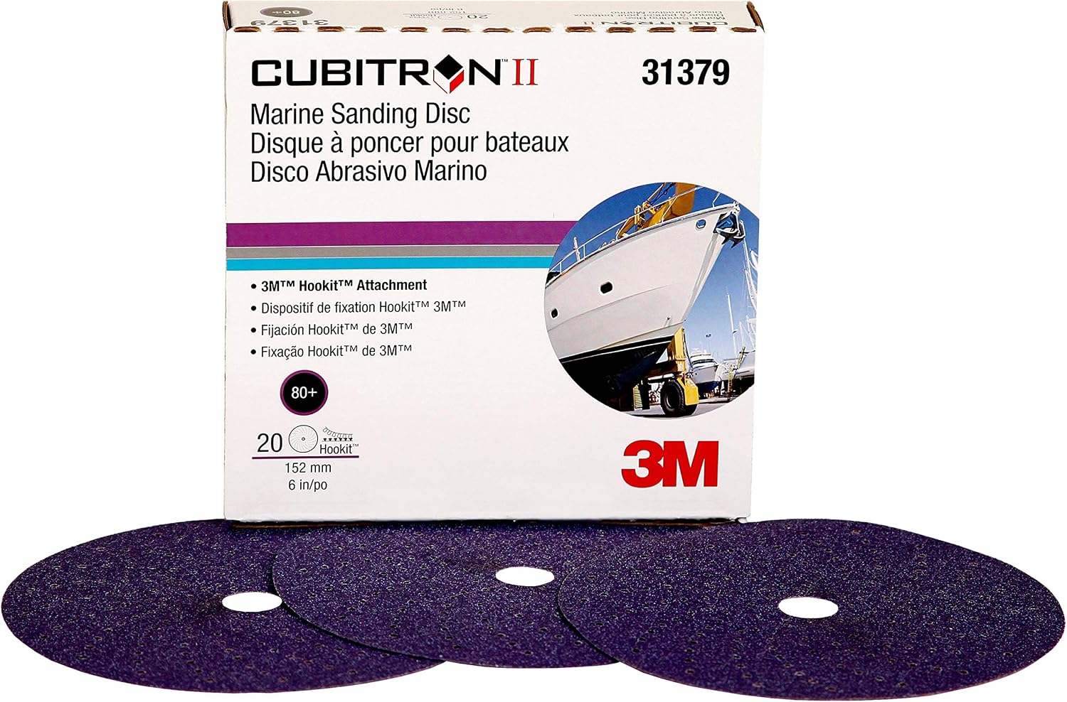 Cubitron II 31379 Purple Hookit Marine Sanding Disc (6 in 80+)