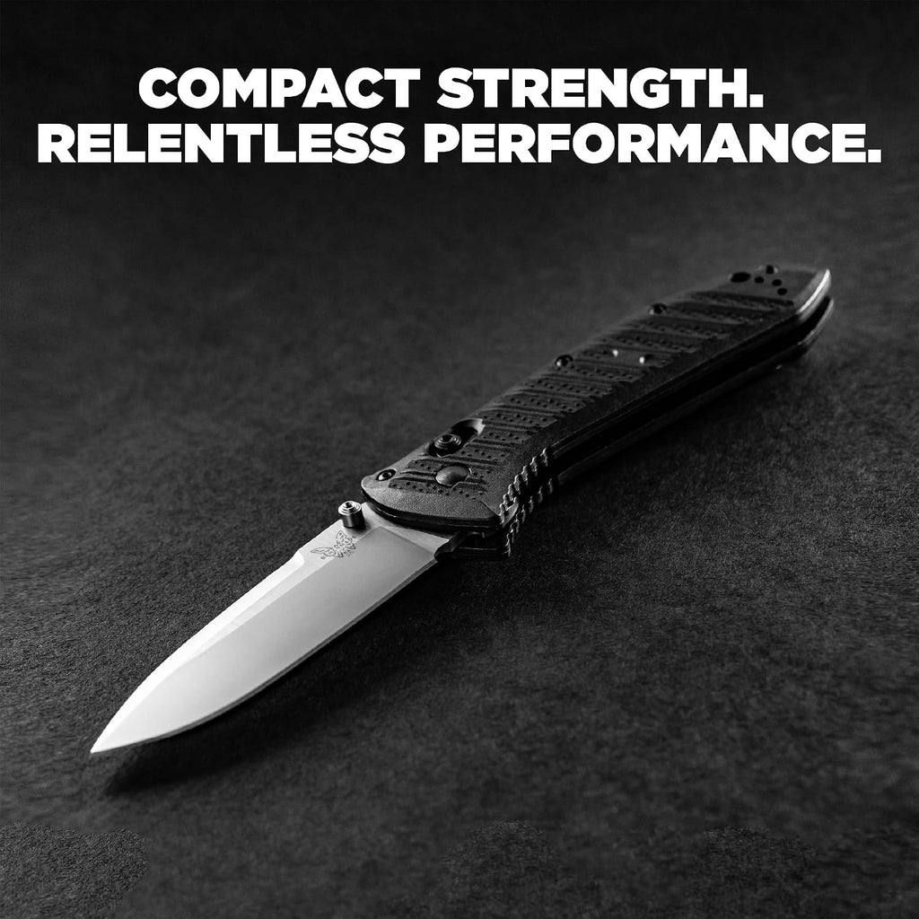Benchmade - Mini Presidio II Tactical, Every Day Knife, Drop-Point Blade with Black CF Elite Handle (575-1)