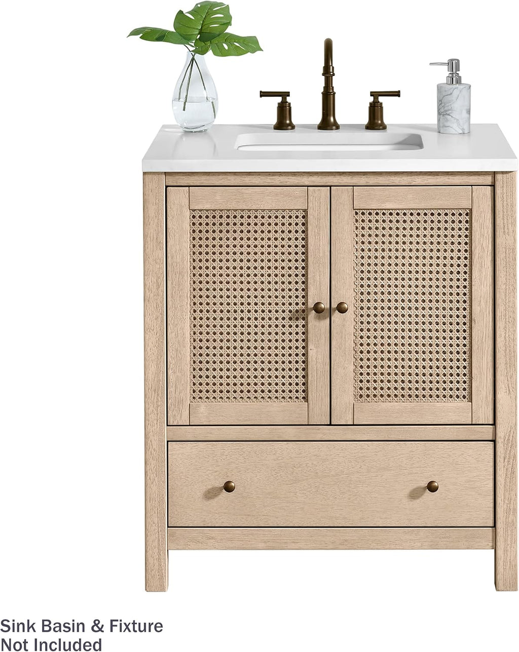 Alaterre Furniture Lucca Bathroom Vanity - Freestanding Cabinet Without Sink - 30 Inch Small Wood Bathroom Vanity with Large Drawer and Soft-Close Doors - Under Sink Cabinet Only (Natural)