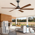 72 Inch Smart Ceiling Fan with Light and Remote via WiFi Alexa, Large Outdoor Ceiling Fans for Patios Damp Rated, Farmhouse Wood Propeller Ceiling Fan for Exterior Outside, High Velocity DC Motor