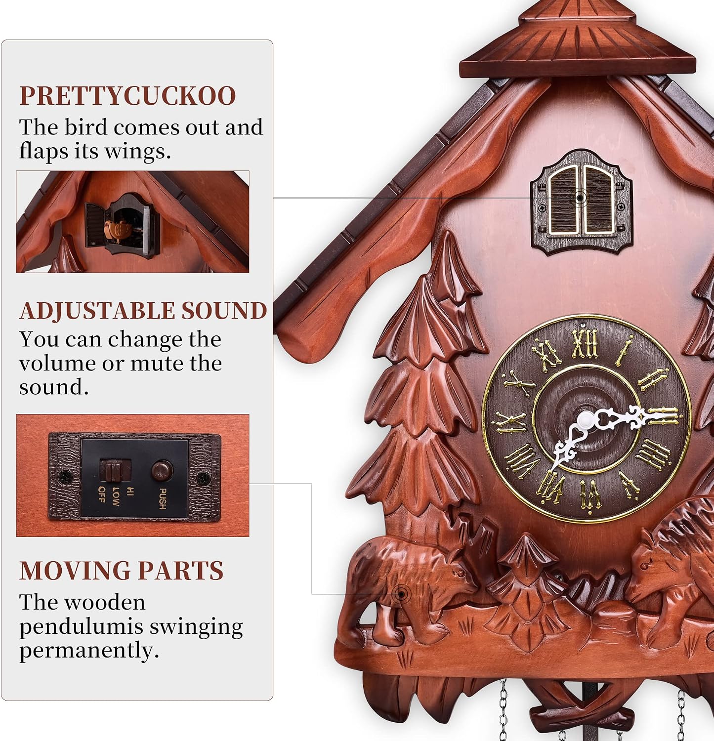 Kendal Cuckoo Clock Vintage Wall Clock Handcrafted Wood Cuckoo Clock MX317
