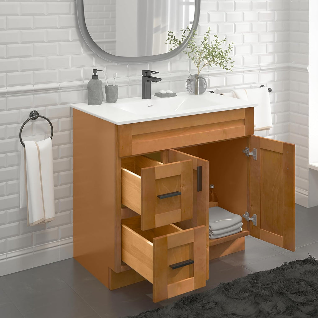 La Royal Maple Shaker Sink Base Bathroom Vanity with Drawers 36' Ready-to-Assemble Bathroom Cabinet Sink Base