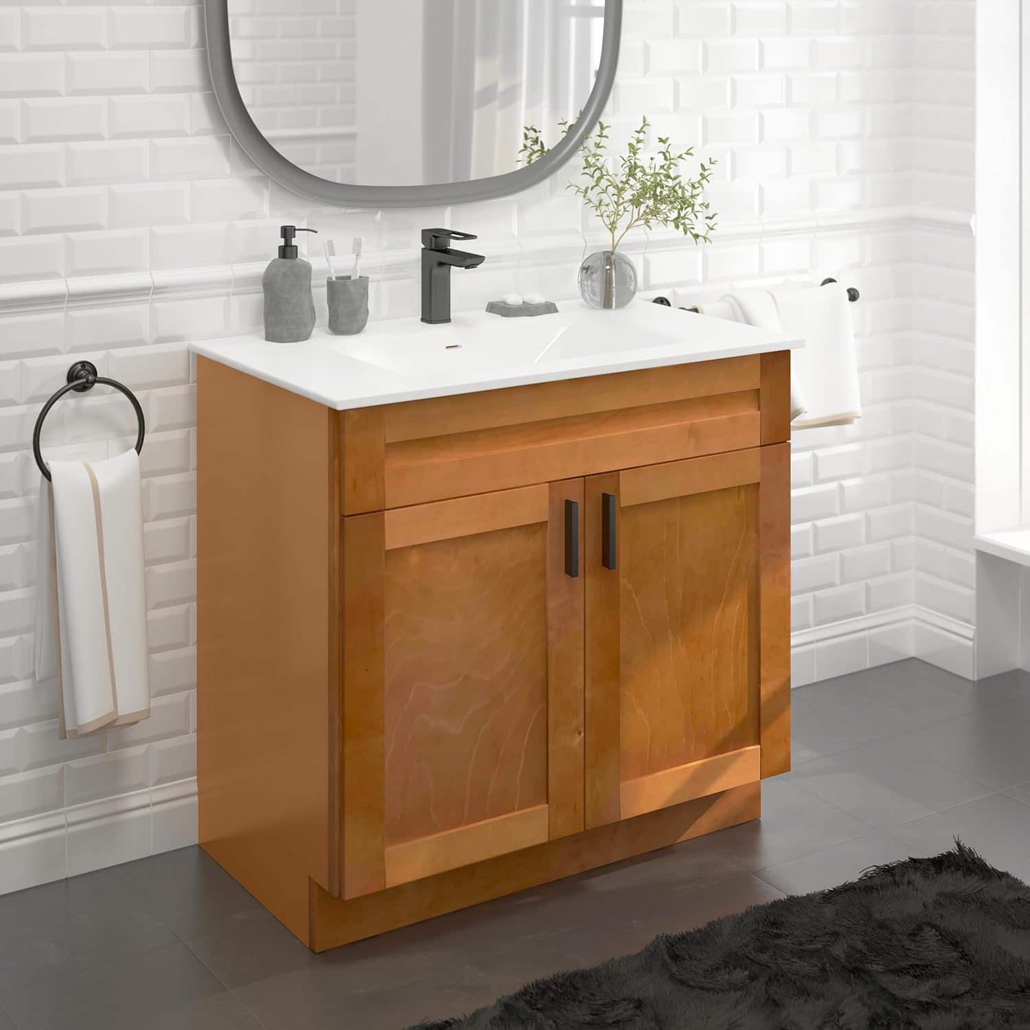 Maple Shaker Sink Base Bathroom Vanity 24'/30'/36' Width (36' Width)