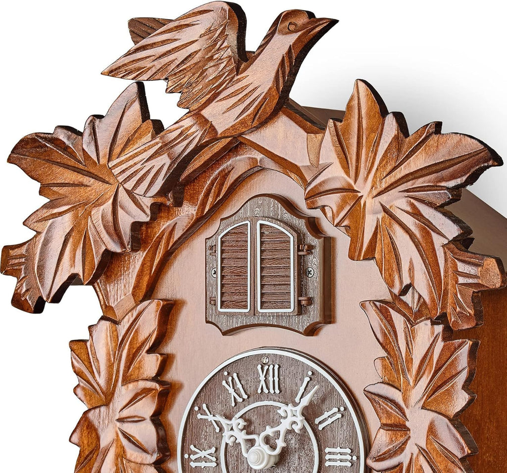 The Cuckoo Clock is A Wall Clock with A Night Mode, Hand-Carved, Suitable for Living Rooms, Bedrooms and Offices Suitable for Kitchen, Living Room or Office(Brown)