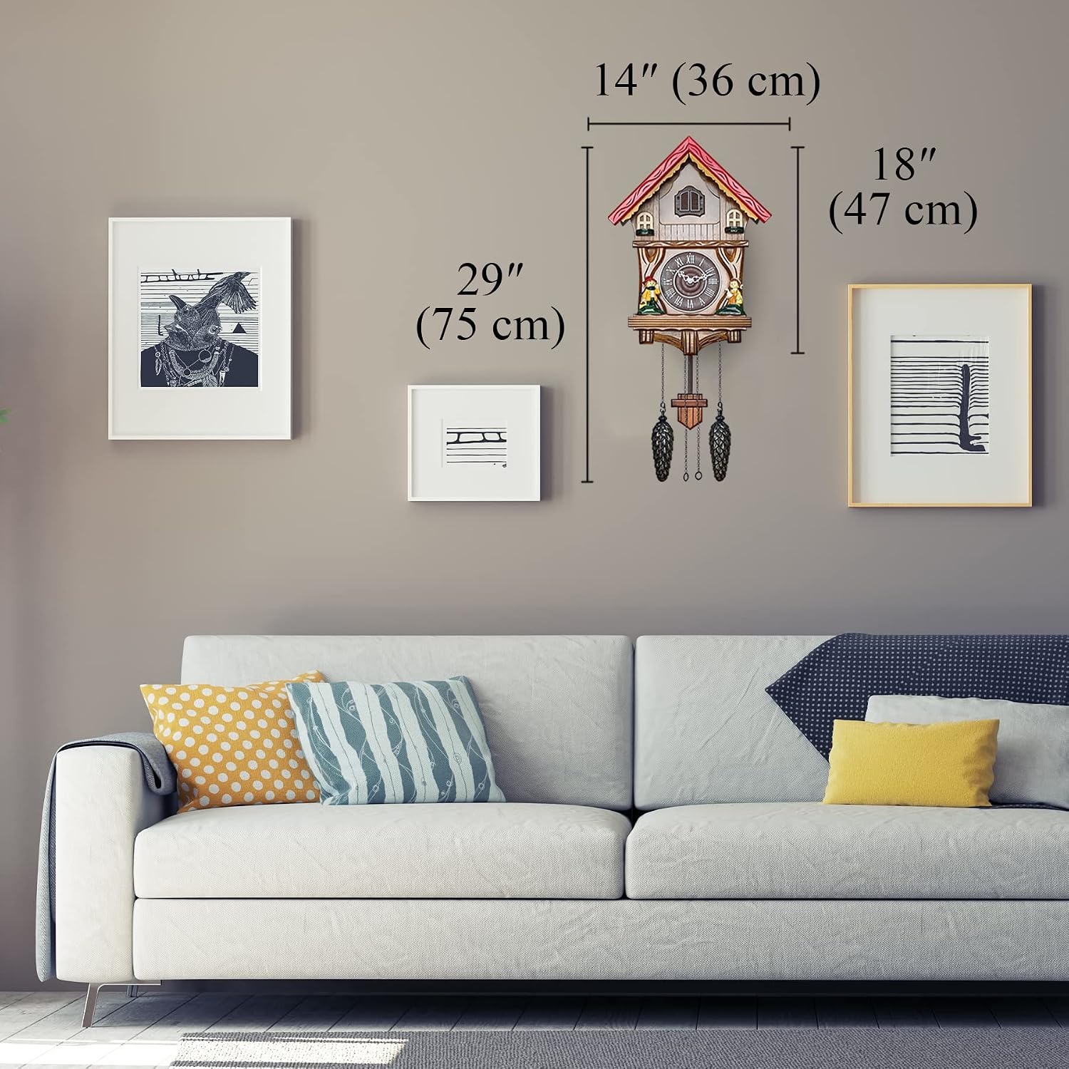 TIMEGEAR Cuckoo Clock with Night Mode and Quartz Movement in Traditional German Style