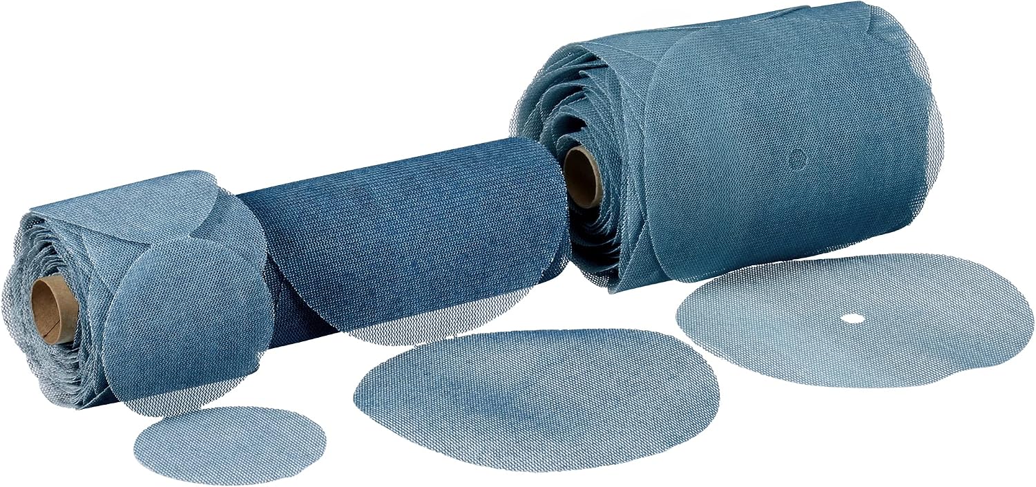 3M Blue Net Disc Roll 36426, 6 in, 320+ Grade, 100 Pack, Best in Class, Virtually Dust-Free, Abrasive Sheet Roll